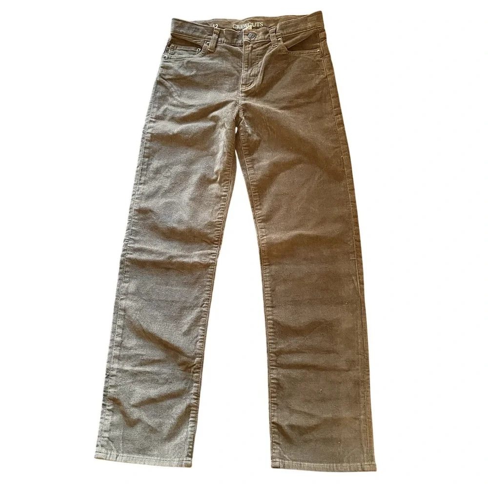 J Crew Crewcuts NWT Boys Straight stretch corduroy pant Raw Umber Brown Size 12